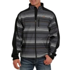 Men's Cinch Stripe Softshell Jacket -Equestrian Clothing mens stripe jacket black front MWJ1063004 miller 27669.1663193194