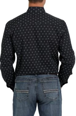Cinch Modern Fit Print Shirt Long Sleeve -Equestrian Clothing moder fit print ls navy back MTW1347045 miller 95562.1652992348
