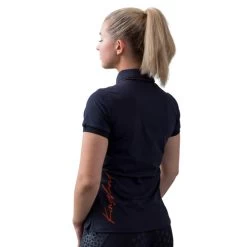 Kingsland KL Olena Piqué Polo -Equestrian Clothing olena polo ss navy back rider 2210202317 6020 kingsland 27183.1688782011
