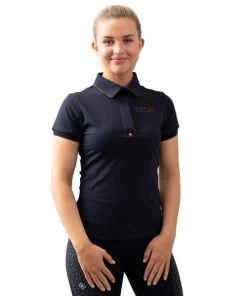 Kingsland KL Olena Piqué Polo -Equestrian Clothing olena polo ss navy front rider 2210202317 6020 kingsland 12799.1688781951
