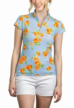 Kastel Denmark Shirt Shirred Cap Sleeve -Equestrian Clothing oranges sun cap sleeve light blue front CSSNO kastel 31542.1659735394