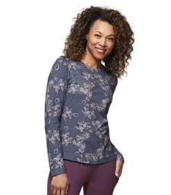 EQL By Kerrits Organic Print Top Long Sleeve -Equestrian Clothing organic print top ls admiral front 75001 eql kerrits 20922.1665626895