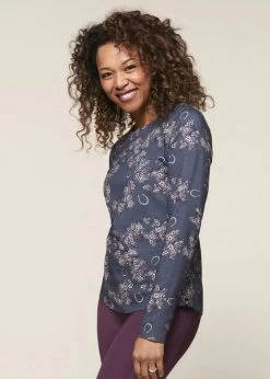 EQL By Kerrits Organic Print Top Long Sleeve -Equestrian Clothing organic print top ls admiral side 75001 eql kerrits 04159.1665626795