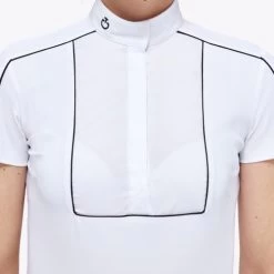 Cavalleria Toscana Outline Piping Shirt Short Sleeve 9 Cavalleria Toscana Outline Piping Shirt Short Sleeve -Equestrian Clothing outline piping compet ss white front detail CAD209 JE022 0001 cavalleria toscana 05417.1649541772