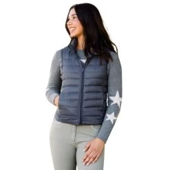 TKEQ EZ Packable Down Vest -Equestrian Clothing packable down vest nickel front tkeq 88290.1653085401