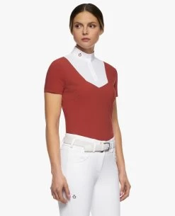 Cavalleria Toscana Pentagon Bib Show Polo Short Sleeve -Equestrian Clothing pentagon bib comp polo ss bntbrick side POD309 JE022 3B00 cavalleria toscana 62071.1664063496