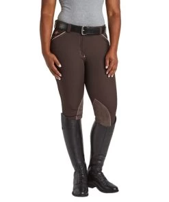 Piper Evolution Breeches Knee Patch -Equestrian Clothing piper evolution kp brown pink front 33063 smartpak 06569.1665704810