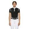 Cavalleria Toscana Pique Contour Polo Short Sleeve -Equestrian Clothing pique contour polo ss black front POD290 PA048 9999 cavalleria toscana 83370.1656713670