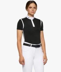 Cavalleria Toscana Pique Contour Polo Short Sleeve -Equestrian Clothing pique contour polo ss black side POD290 PA048 9999 cavalleria toscana 37701.1656713794