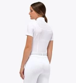Cavalleria Toscana Pique Competition Polo Short Sleeve -Equestrian Clothing pique mesh zip polo white back POD335 PA073 0101 CT 93317.1683686625