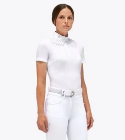 Cavalleria Toscana Pique Competition Polo Short Sleeve -Equestrian Clothing pique mesh zip polo white side POD335 PA073 0101 CT 84096.1683686622