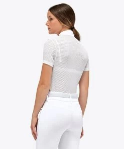 Cavalleria Toscana Pique Mesh Polo Short Sleeve -Equestrian Clothing pique tech mesh polo ss white back POD343 PA005 0101 cavalleria toscana 23773.1684977435