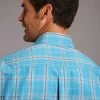 Stetson Plaid Ombre Shirt -Equestrian Clothing plaid ombre shirt blue back 1100105793010 stetson 19459.1589577418