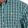 Men's Cinch Teal Plaid Shirt Long Sleeve -Equestrian Clothing plaid shirt ls teal detail MTW1105578 cinch 39332.1689640057