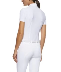 Cavalleria Toscana Pleated Shirt Short Sleeve -Equestrian Clothing pleated jersey SS white back CAD153 JE022 0001 CT 98780.1670880202