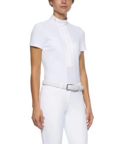 Cavalleria Toscana Pleated Shirt Short Sleeve -Equestrian Clothing pleated jersey SS white side CAD153 JE022 0001 CT 21265.1670880198