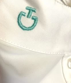 Cavalleria Toscana Perforated Sides Competition Polo -Equestrian Clothing polo perforated insert white green logo CT 83330.1690499513