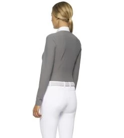 Cavalleria Toscana Poplin Bib Competition LS Polo 12 Cavalleria Toscana Poplin Bib Competition LS Polo -Equestrian Clothing poplin bib jersey comp polo LS grey back POD256 JE022 8980 CT 43134.1655842554