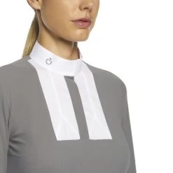 Cavalleria Toscana Poplin Bib Competition LS Polo 17 Cavalleria Toscana Poplin Bib Competition LS Polo -Equestrian Clothing poplin bib jersey comp polo LS grey collar POD256 JE022 8980 CT 14669.1655842564
