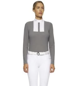 Cavalleria Toscana Poplin Bib Competition LS Polo 15 Cavalleria Toscana Poplin Bib Competition LS Polo -Equestrian Clothing poplin bib jersey comp polo LS grey front POD256 JE022 8980 CT 20230.1655842549