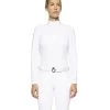 Cavalleria Toscana Poplin Bib Competition LS Polo -Equestrian Clothing poplin bib jersey comp polo LS white front POD256 JE022 0001 CT 41869.1655842552