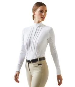 Ariat Luxe Show Shirt Long Sleeve -Equestrian Clothing pro luxe show shirt white front 10043396 ariat 53055.1676136280