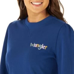 Wrangler Puff Sleeve Crew Pullover 9 Wrangler Puff Sleeve Crew Pullover -Equestrian Clothing puff sleeve crew pullover blue detail 112317724 wrangler 41054.1658341737