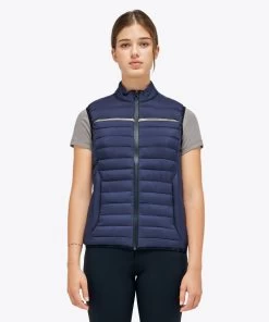 Cavalleria Toscana Team Puffer Vest -Equestrian Clothing puffer vest smoky blue front GLD266 NY092 7E00 CT 65007.1675967382