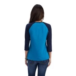 Ariat REAL Arrow Raglan Tee -Equestrian Clothing real arrow 3 4 sleeve celestial back 10041299 ariat 89186.1660061023