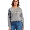 Ariat REAL Metallic Varsity Logo Crop Sweatshirt -Equestrian Clothing real metallic varsity crop heather grey front 10041817 ariat 75475.1660599783