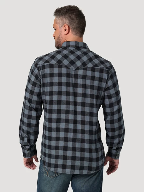 Men's Wrangler Black Buffalo Plaid Shirt 5 Men's Wrangler Black Buffalo Plaid Shirt - Image 3