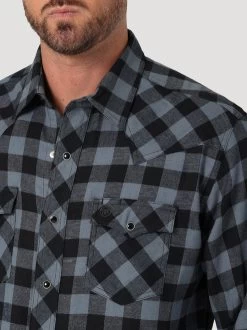 Men's Wrangler Black Buffalo Plaid Shirt 9 Men's Wrangler Black Buffalo Plaid Shirt -Equestrian Clothing retro buffalo plaid black detail 112330472 wrangler 45917.1689457985
