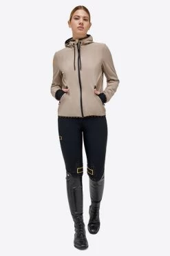 RG Hooded Softshell Jacket -Equestrian Clothing rg hood jacket hazelnut front SSW001 JS005 1005 riders gene 07118.1686191309