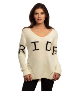 Goode Rider RIDE Sweater -Equestrian Clothing ride sweater ivory front 19037 3710 goode rider 05016.1665773750
