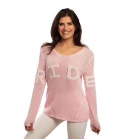 Goode Rider RIDE Lightweight Sweater -Equestrian Clothing ride sweater pink front 19038 3719 goode rider 23064.1665774425