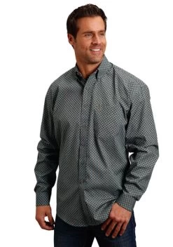 Stetson Ring Geo Print Shirt -Equestrian Clothing ring geo print shirt green front 1100105267005 stetson 29247.1605309399