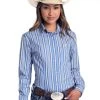Panhandle Rough Stock Stripe Shirt -Equestrian Clothing rough stock stripe shirt blue yellow R4B4043 panhandle 62831.1585508914