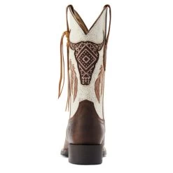 Ariat Round Up Southwest StretchFit Western Boot -Equestrian Clothing round up sw stretchfit brown.wh heel 10044434 ariat 46107.1677192567