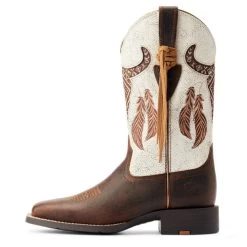 Ariat Round Up Southwest StretchFit Western Boot -Equestrian Clothing round up sw stretchfit brown.wh outside 10044434 ariat 65903.1677192545