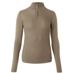 B Vertigo Ruth 1/4 Zip Sweater -Equestrian Clothing ruth sweater shiitake beige 33546 SBE b vertigo 84302.1667872985