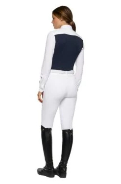 Cavalleria Toscana Seersucker Poplin Bib Shirt -Equestrian Clothing seersucker poplin bib ls royal back CAD206 JE146 Q790 cavalleria toscana 51330.1652483484