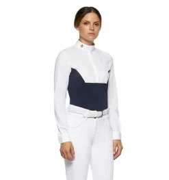 Cavalleria Toscana Seersucker Poplin Bib Shirt -Equestrian Clothing seersucker poplin bib ls royal side CAD206 JE146 Q790 cavalleria toscana 04267.1656799789
