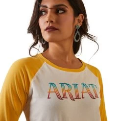Ariat Serape Baseball Tee -Equestrian Clothing serape baseball tee cocoyolk detail 10043810 ariat 93185.1677517141