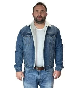 Men's Roper Sherpa Denim Jacket -Equestrian Clothing sherpa denim jacket hero roper 60794.1669170038