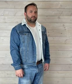 Men's Roper Sherpa Denim Jacket -Equestrian Clothing sherpa denim jacket side roper 08948.1669169981