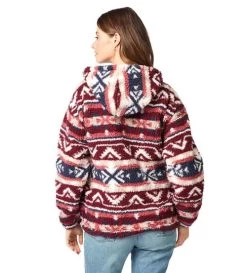 Wrangler Sherpa Print Hoodie -Equestrian Clothing sherpa print hoodie burgundy back 112321245 wrangler 45128.1665621327