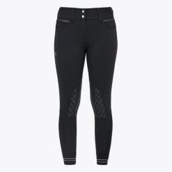 Cavalleria Toscana Silicone Logo Breeches Knee Grip -Equestrian Clothing silicone print ct breeches black front PAD175 JE010 9999 cavalleria toscana 61985.1659818252