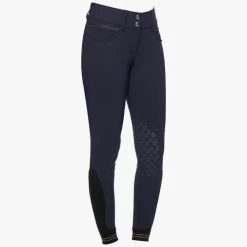 Cavalleria Toscana Silicone Logo Breeches Knee Grip -Equestrian Clothing silicone print ct breeches navy side PAD175 JE010 7E00 cavalleria toscana 11715.1659819185