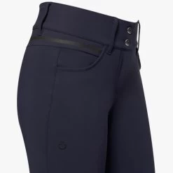 Cavalleria Toscana Silicone Logo Breeches Knee Grip -Equestrian Clothing silicone print ct breeches navy side detail PAD175 JE010 7E00 cavalleria toscana 03084.1659818365