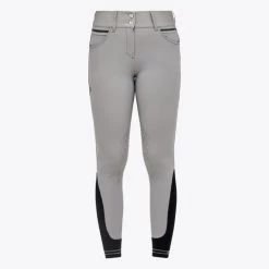 Cavalleria Toscana Silicone Logo Breeches Knee Grip -Equestrian Clothing silicone print ct breeches taupgrey front PAD175 JE010 8C00 cavalleria toscana 01750.1659819264